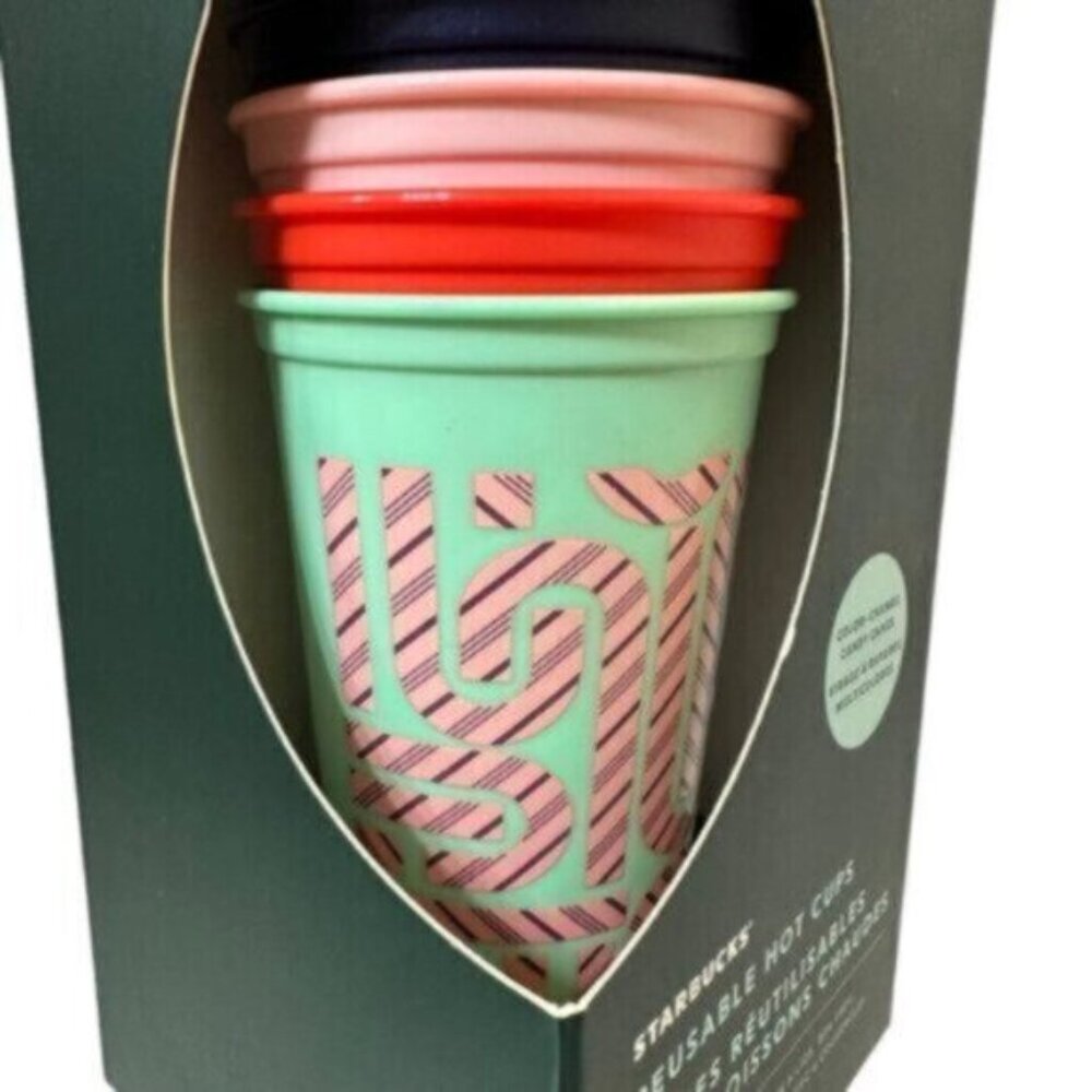NWT Starbucks | Pack Of 6 Color Changing Candy Cane Reusable Hot Cups - Picture 3 of 7